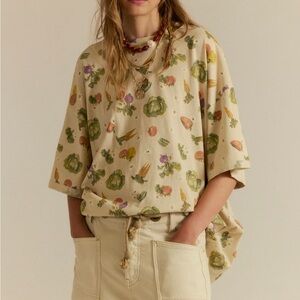 We The Free Devon Tee Free People vegetable top  XL like new oversized T shirt